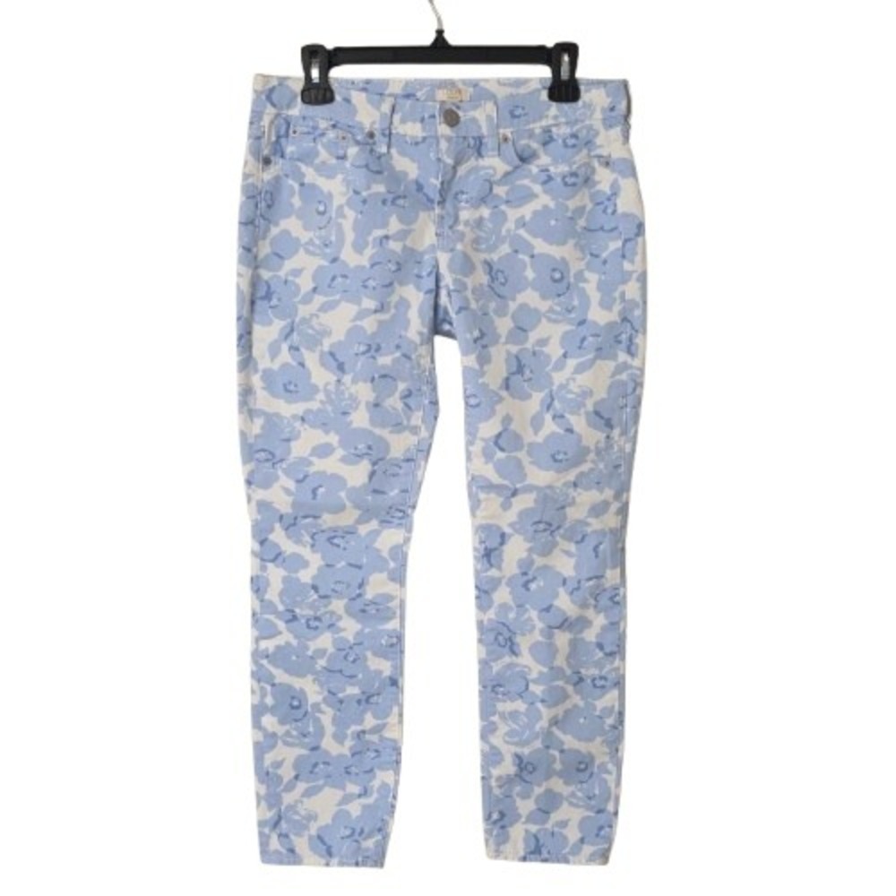J Crew Skinny Low Rise Floral Stretch Cotton Jeans Pants Womens 28